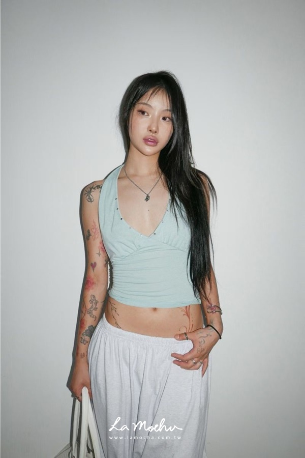 繞脖鉚釘美背棉質背心